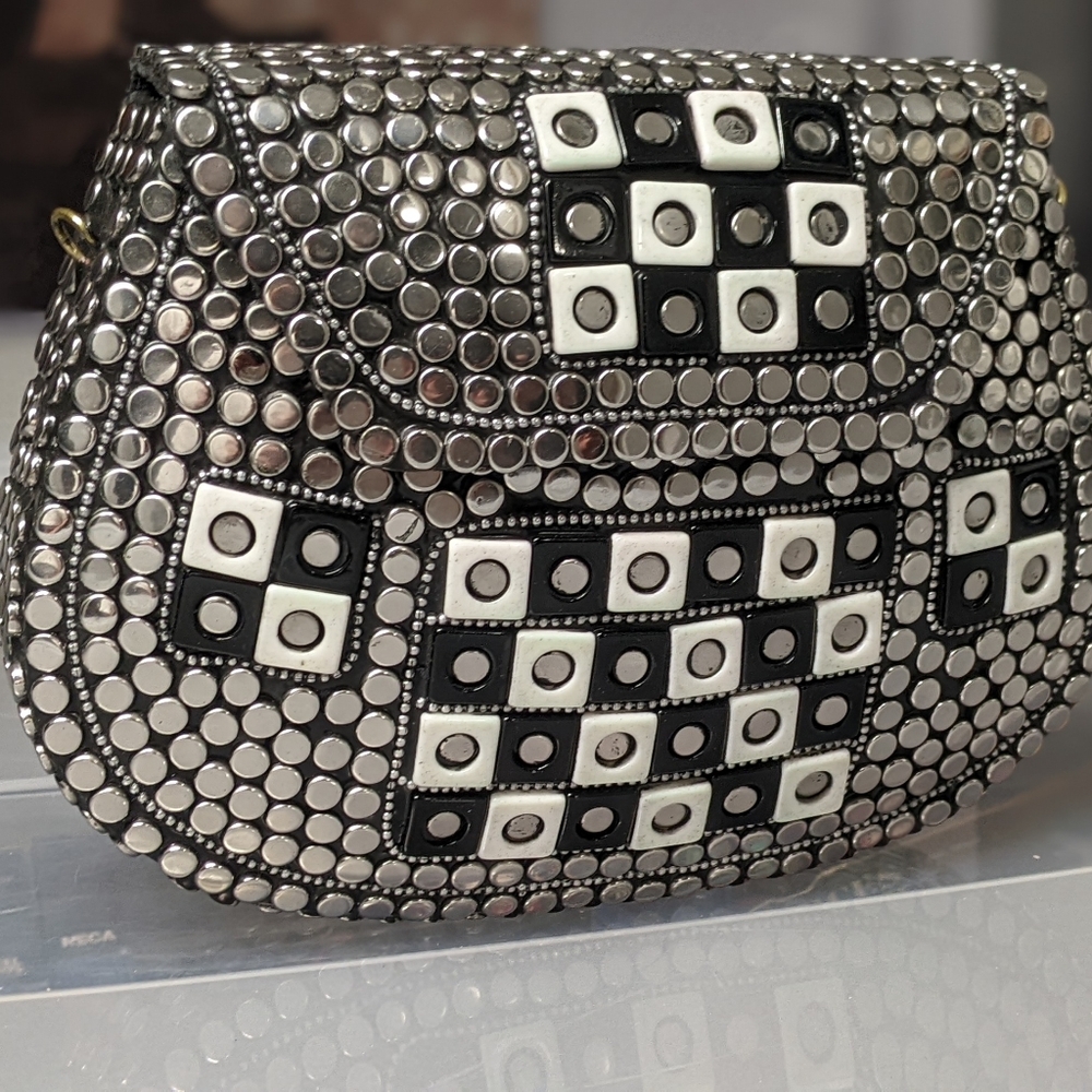 RAMLA Silver Square Mosaic Hand Bag NEW
